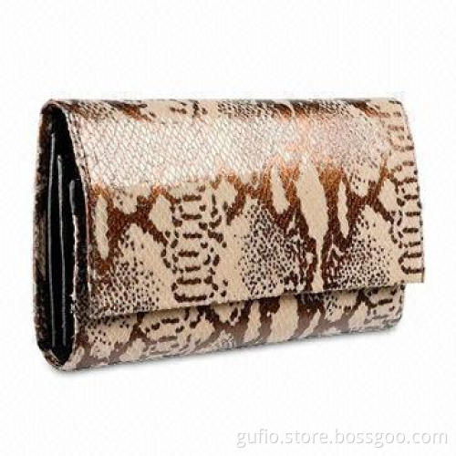 Trendy Snake Print Leather Large Wallet with Hot Pattern Design, Measures 7.5 x 4 x 1 Inches